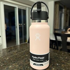 Hydro Flask Pink Bottle with Black Lid